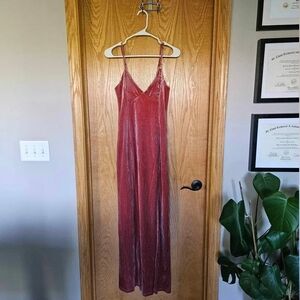 Velvet Slip Maxi Dress in Dusty Rose